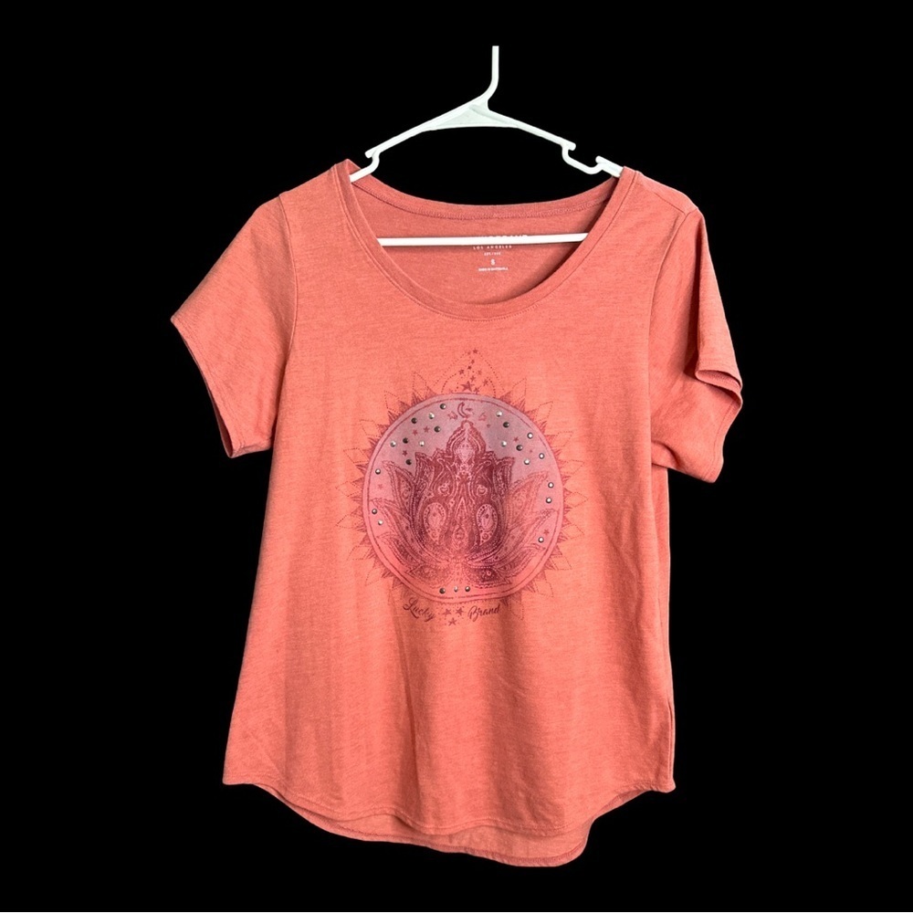 Lucky Brand Lotus Tee Peach Size Small Brand New